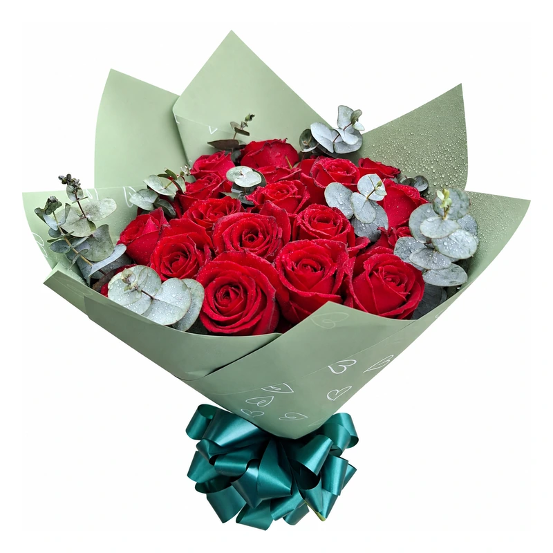 Buquê 20 rosas importadas com complementos
