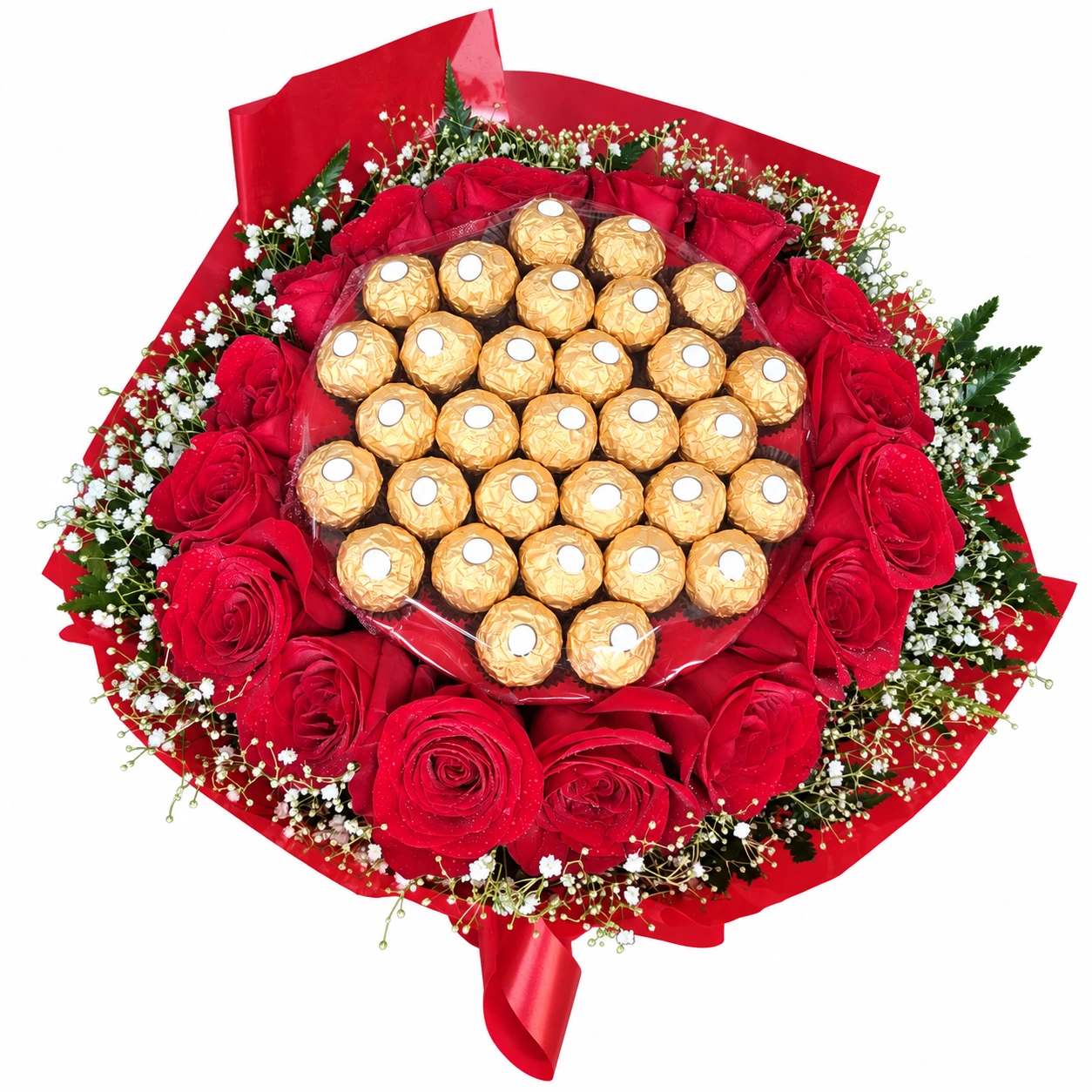 Buquê 20 rosas importadas com Ferrero Rocher