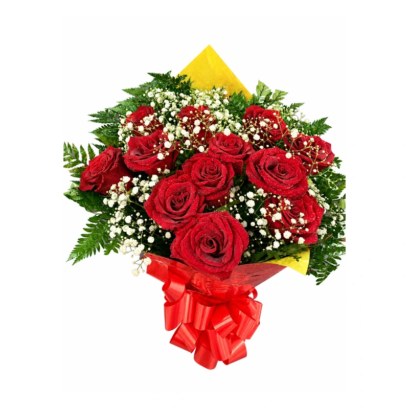 Buquê amor radiante de rosas vermelhas