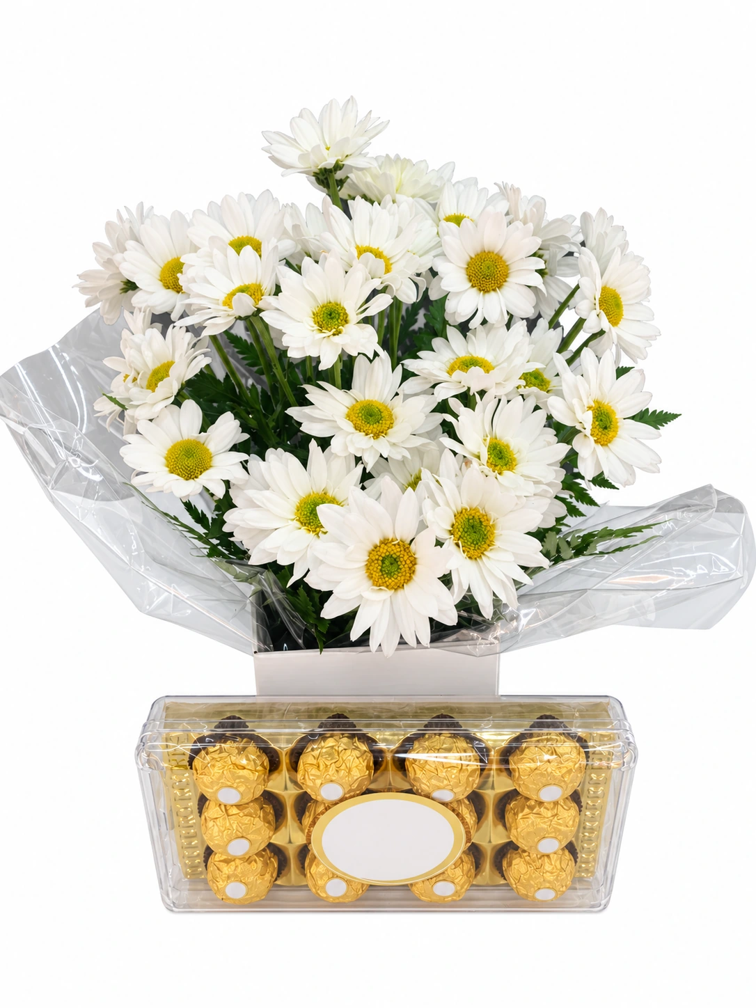Buquê encanto de margaridas com Ferrero Rocher