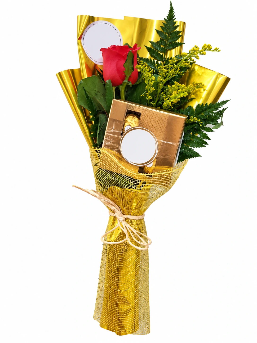 Buquê rosa dourada com Ferrero Rocher