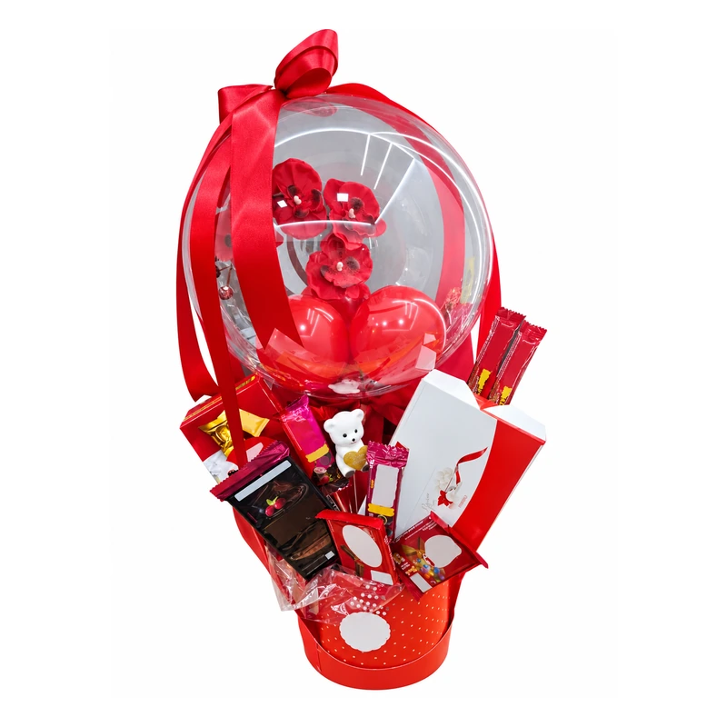 Kit surpresa de amor com rosas e balão