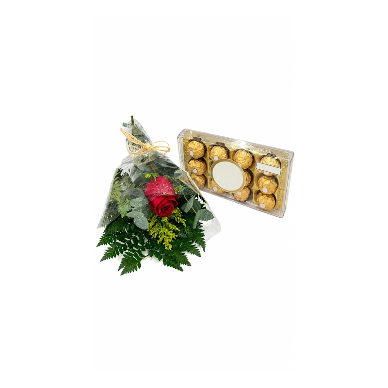 Rosa vermelha com Ferrero Rocher