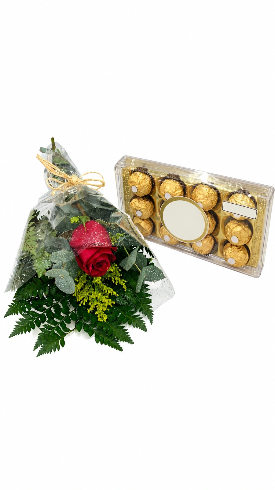 Rosa vermelha com Ferrero Rocher